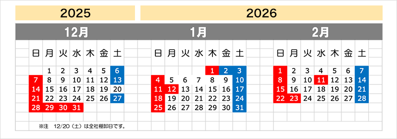 営業日カレンダー